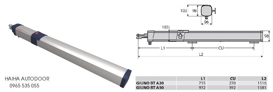 cổng tự động tay đòn thủy lực Giuno ultra Bt A50